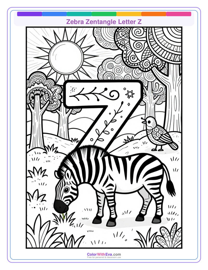 Zebra Zentangle Letter Z thumbnail