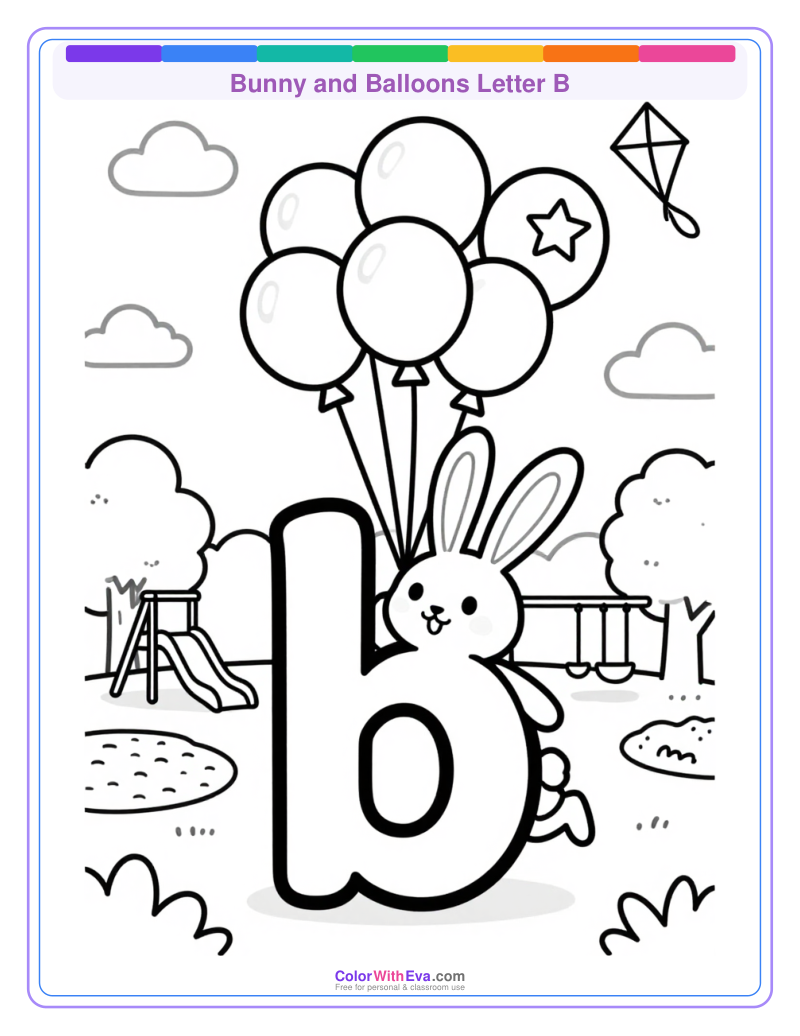Bunny and Balloons Letter B thumbnail