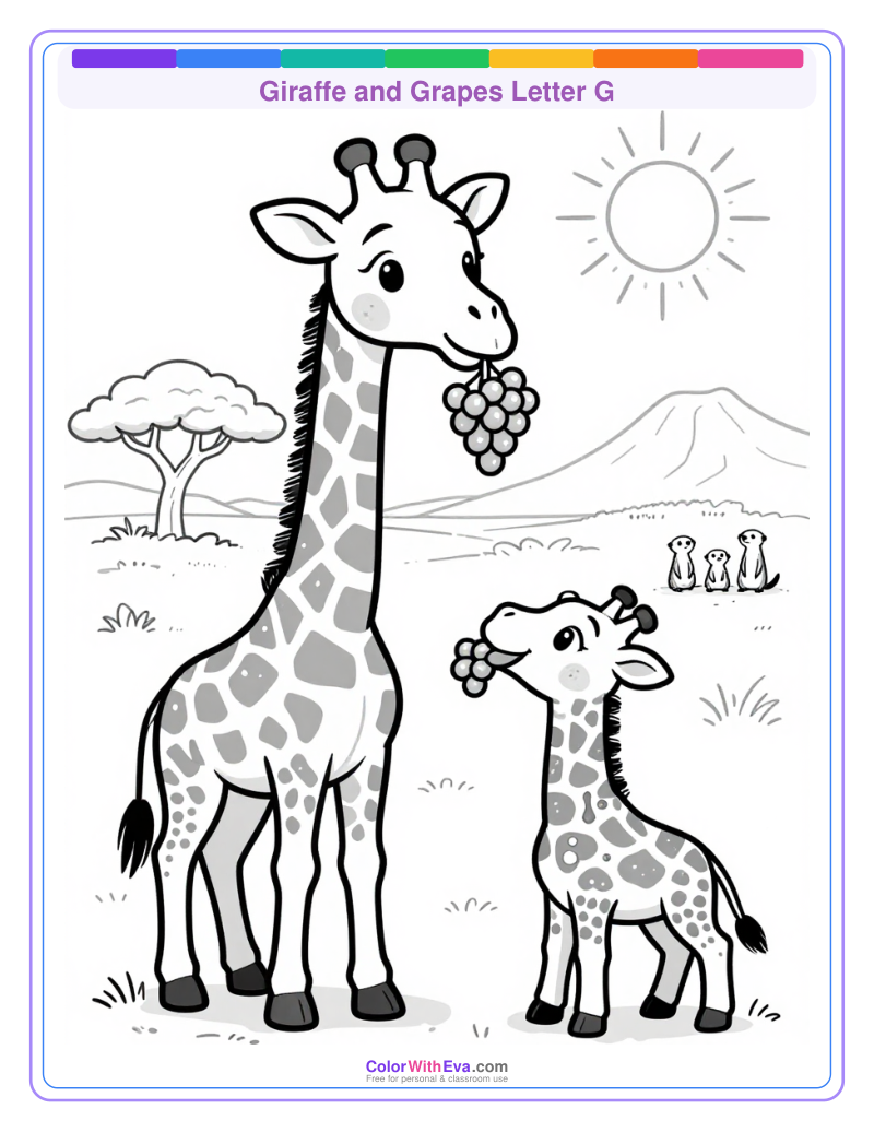 Giraffe and Grapes Letter G thumbnail
