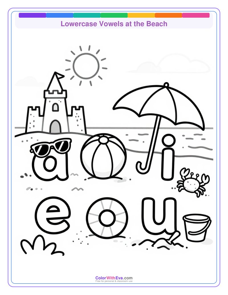 Lowercase Vowels at the Beach preview