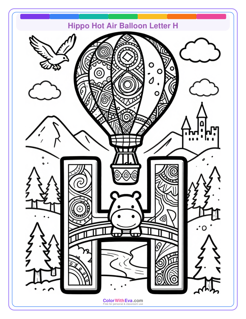 Hippo Hot Air Balloon Letter H thumbnail