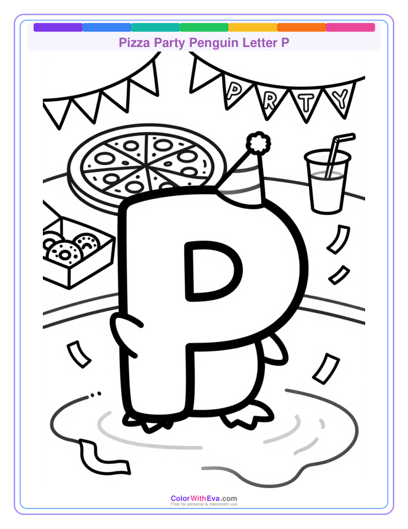 Pizza Party Penguin Letter P thumbnail