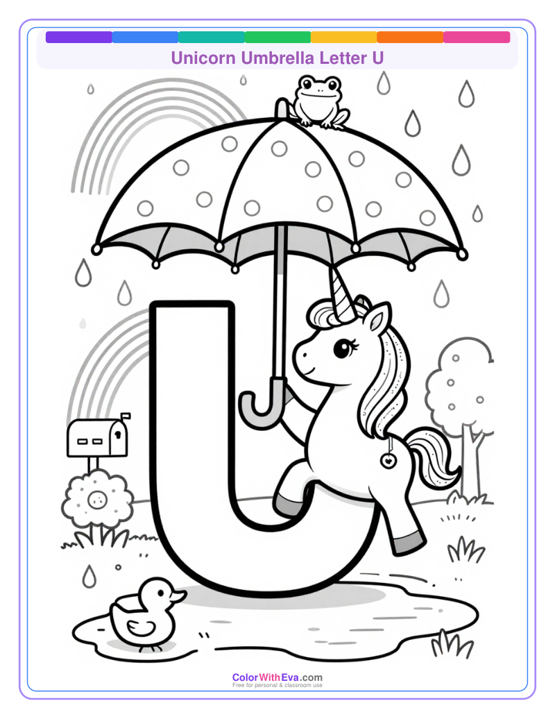 Unicorn Umbrella Letter U thumbnail