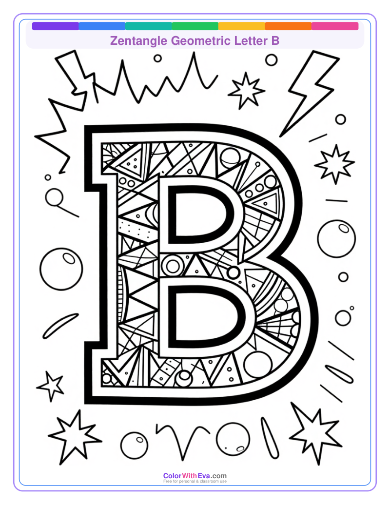 Zentangle Geometric Letter B thumbnail