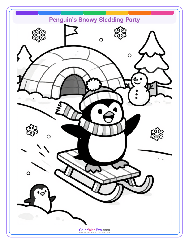 Penguin's Snowy Sledding Party thumbnail