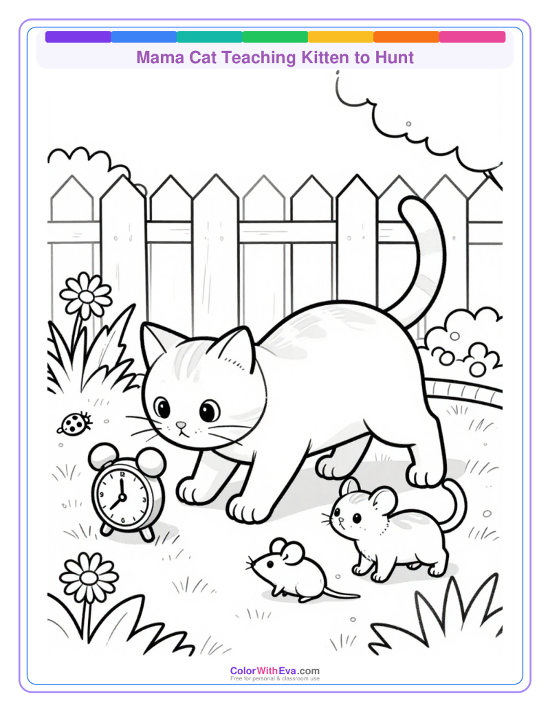 Mama Cat Teaching Kitten to Hunt thumbnail