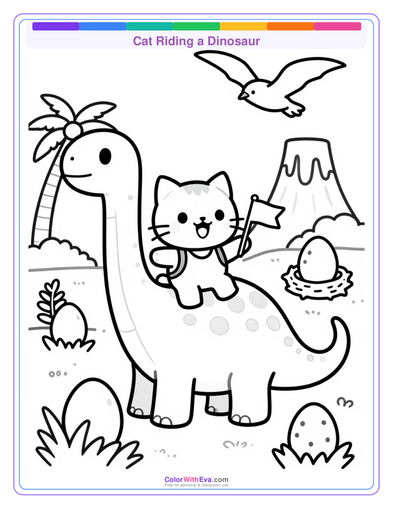 Cat Riding a Dinosaur thumbnail