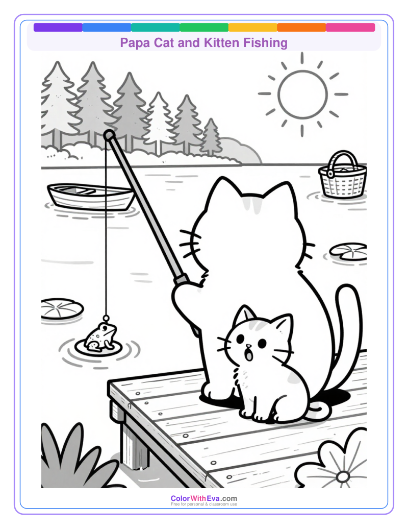 Papa Cat and Kitten Fishing thumbnail