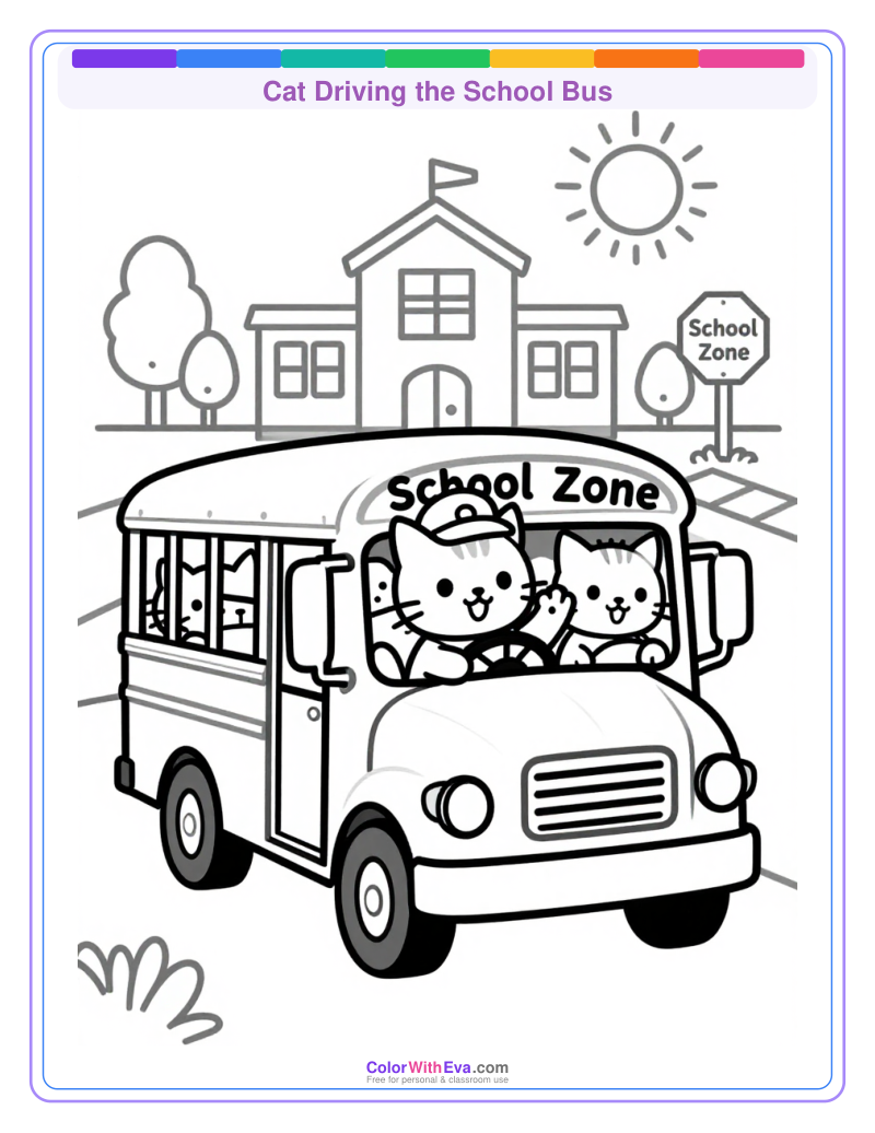 Cat Driving the School Bus thumbnail