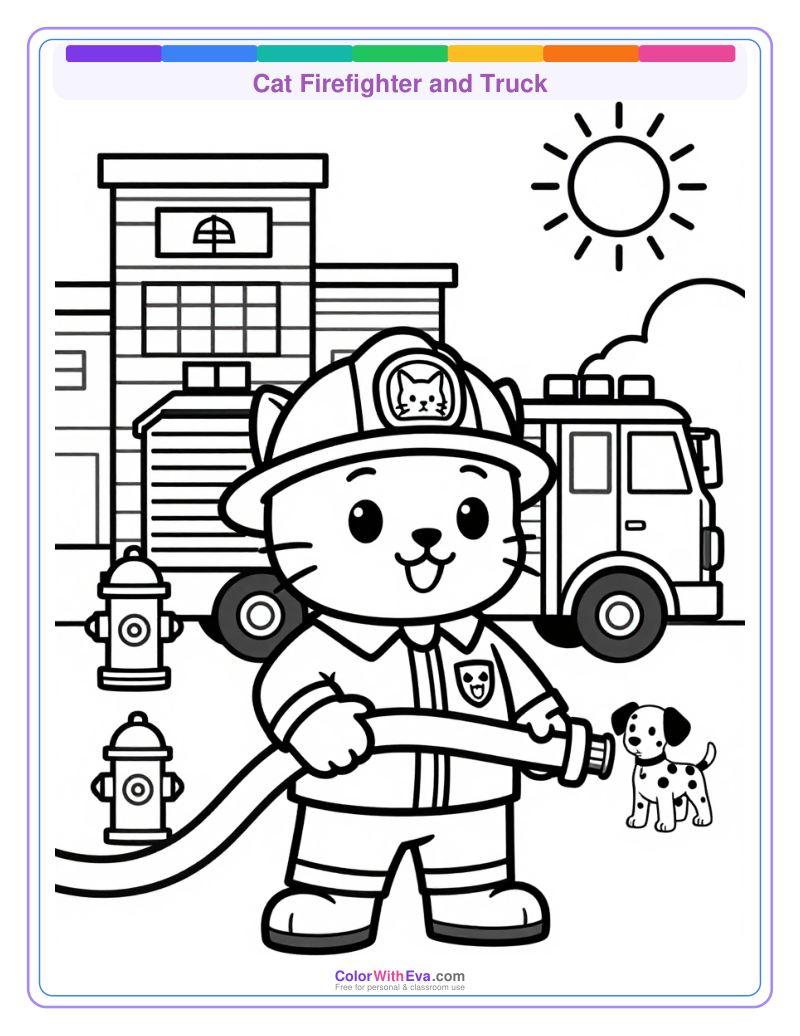 Cat Firefighter and Truck thumbnail