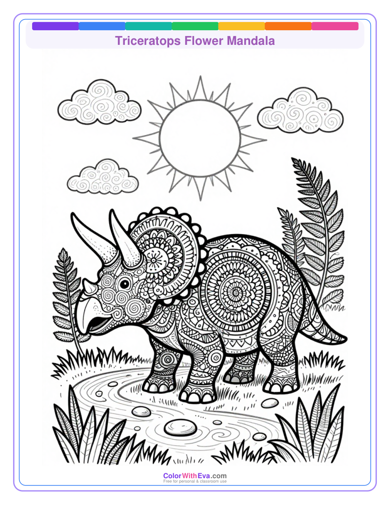 Triceratops Flower Mandala thumbnail