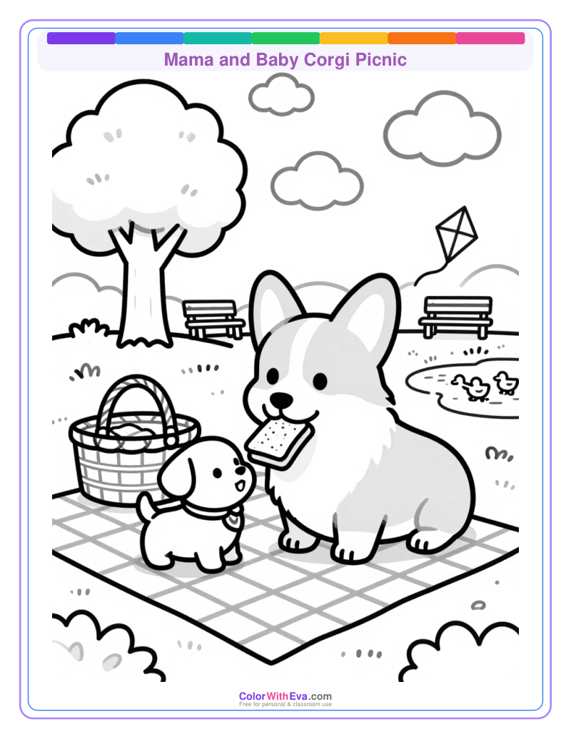 Mama and Baby Corgi Picnic thumbnail