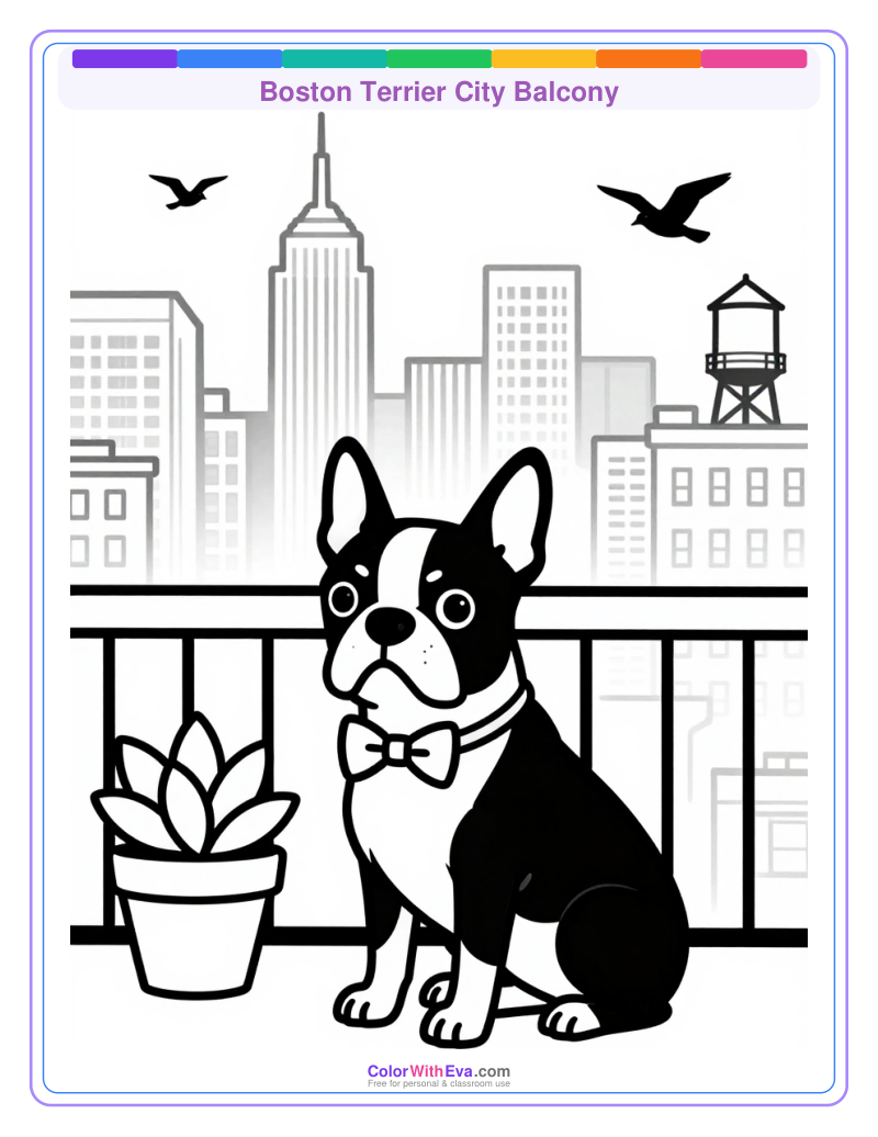 Boston Terrier City Balcony preview