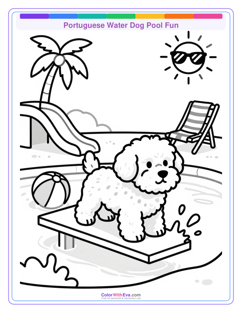 Portuguese Water Dog Pool Fun preview