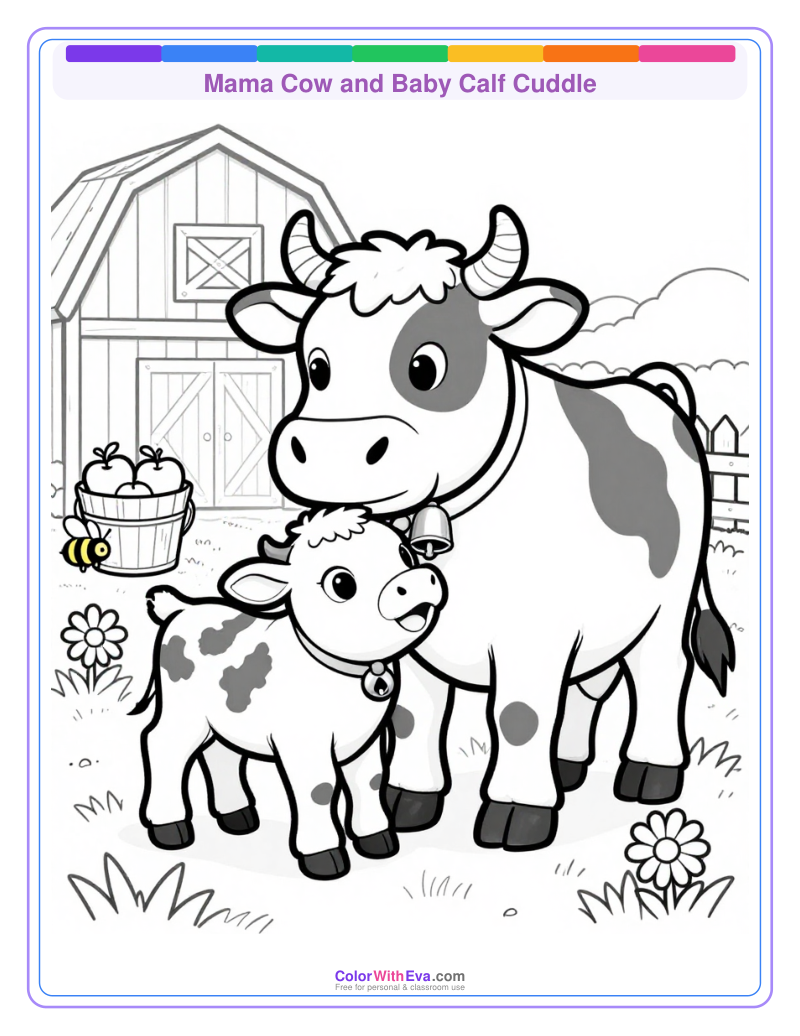 Mama Cow and Baby Calf Cuddle thumbnail