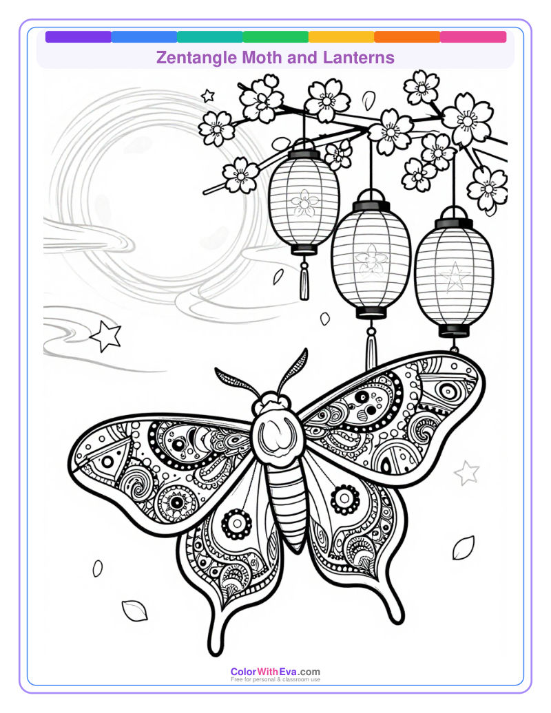 Zentangle Moth and Lanterns thumbnail