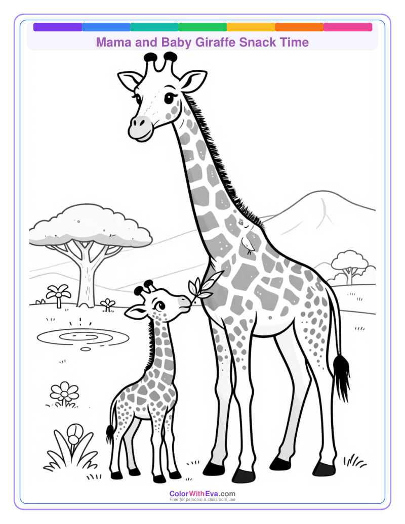 Mama and Baby Giraffe Snack Time thumbnail