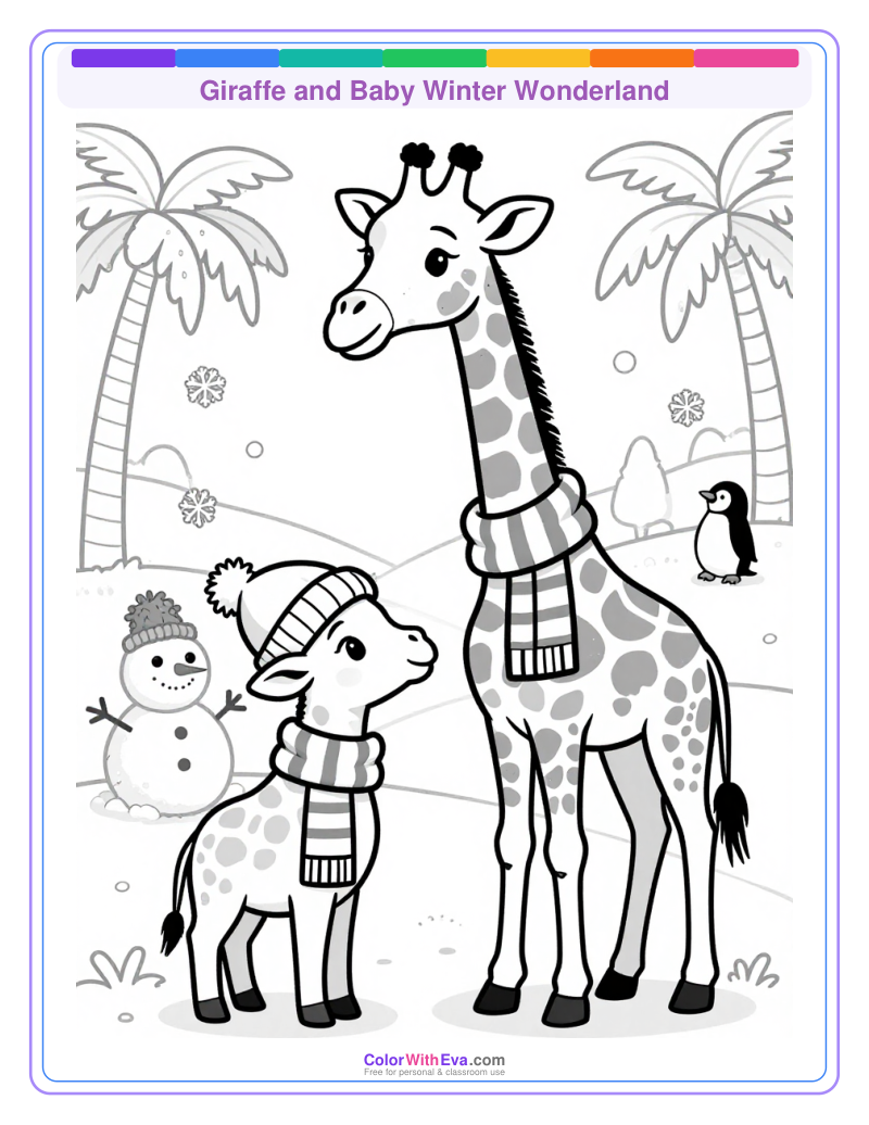Giraffe and Baby Winter Wonderland thumbnail