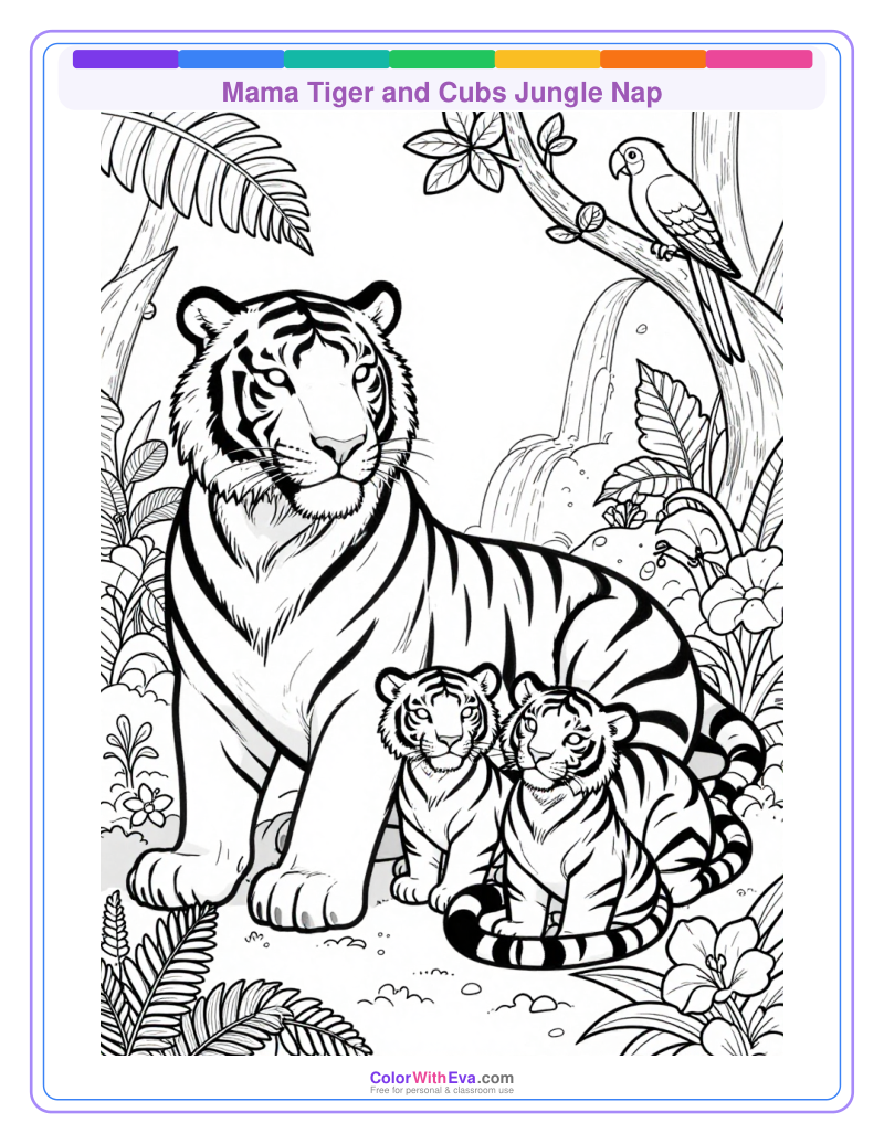 Mama Tiger and Cubs Jungle Nap thumbnail