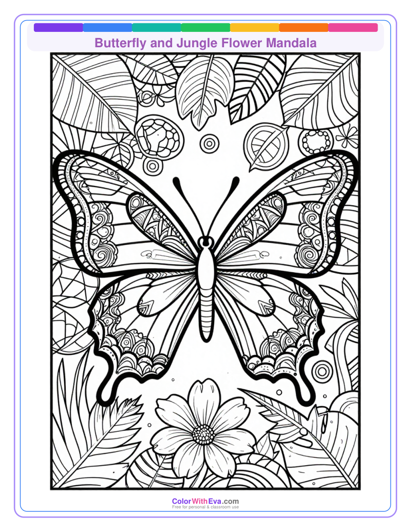 Butterfly and Jungle Flower Mandala thumbnail