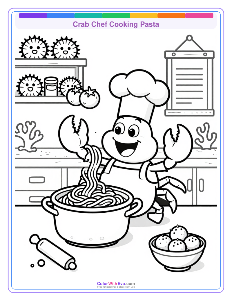 Crab Chef Cooking Pasta thumbnail