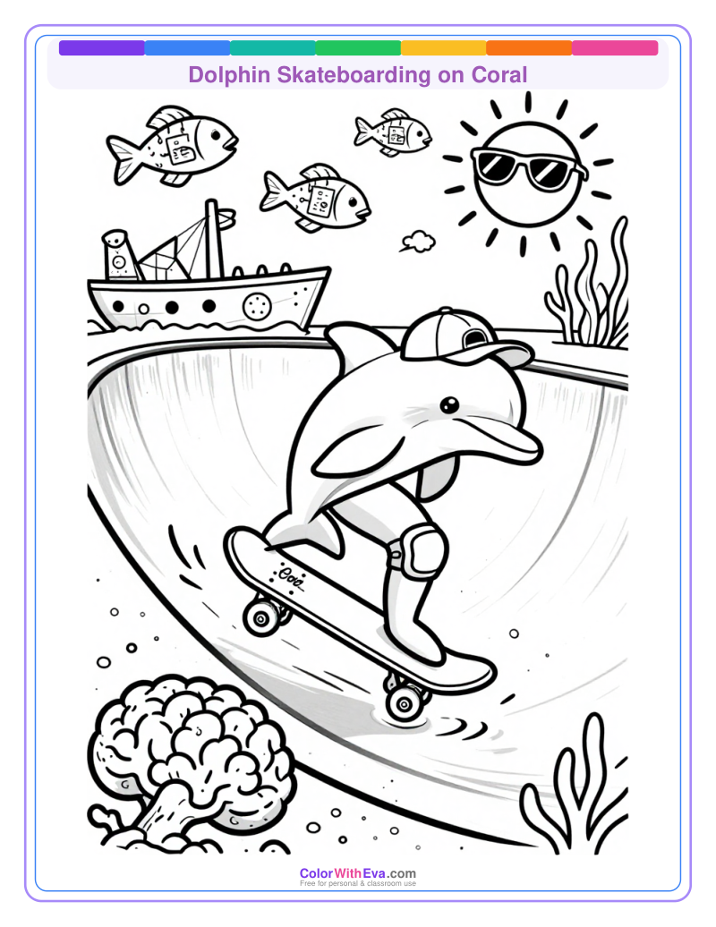 Dolphin Skateboarding on Coral thumbnail