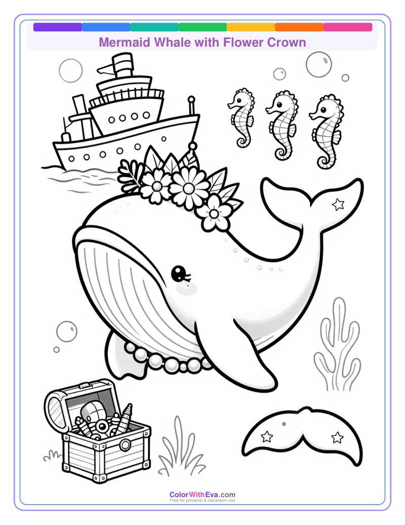Mermaid Whale with Flower Crown thumbnail