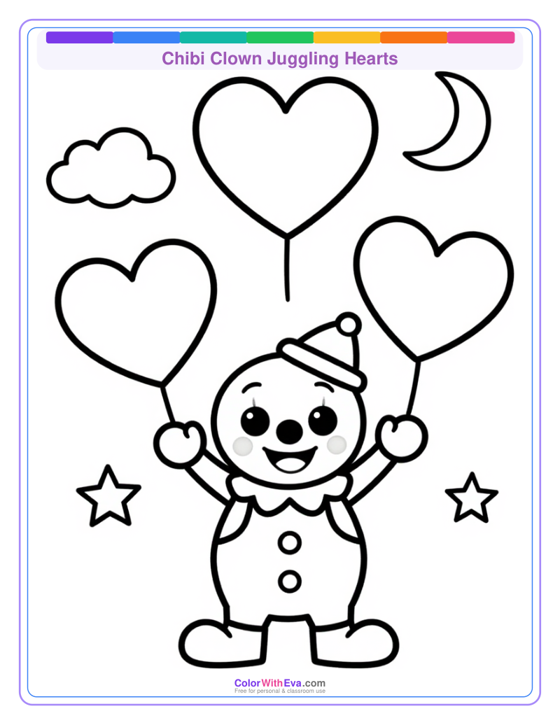 Chibi Clown Juggling Hearts preview