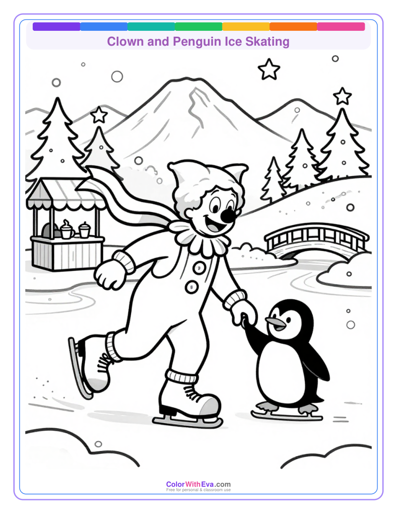 Clown and Penguin Ice Skating thumbnail