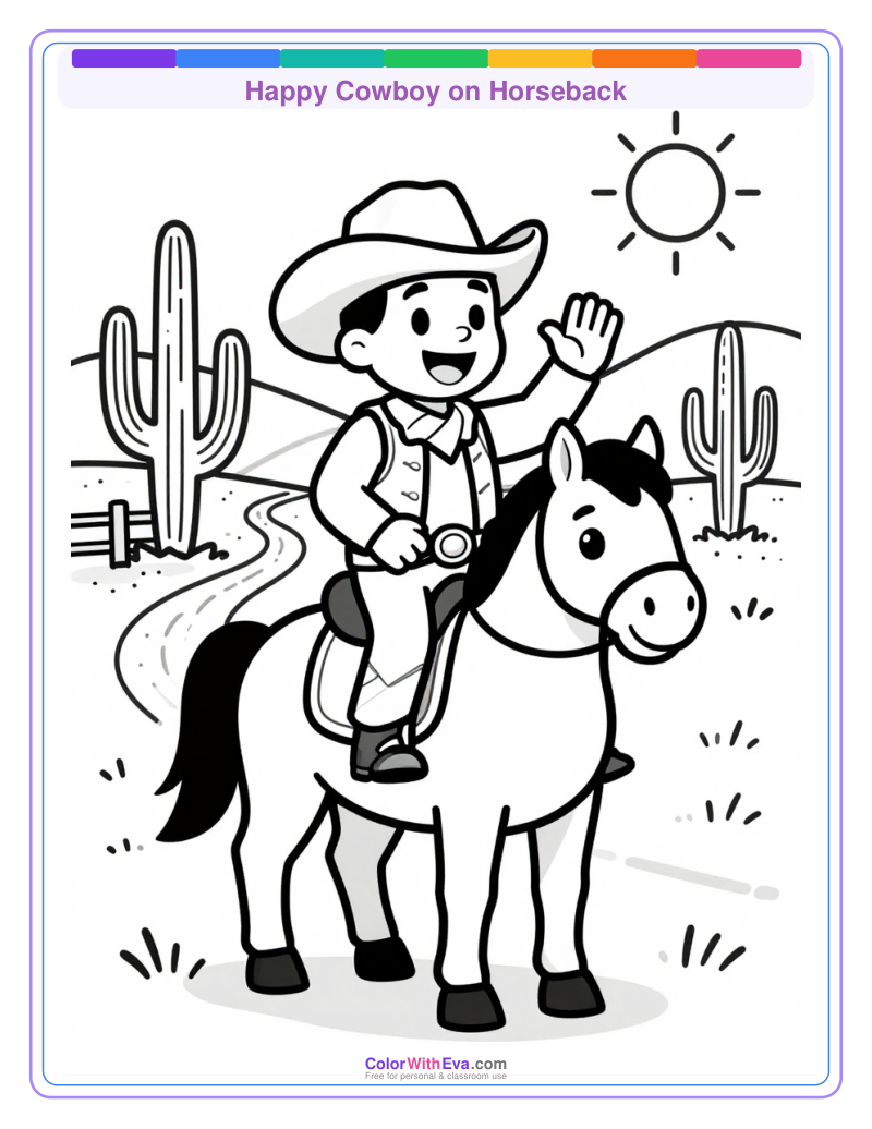 Happy Cowboy on Horseback preview