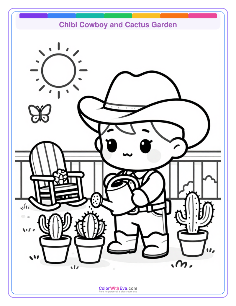 Chibi Cowboy and Cactus Garden preview