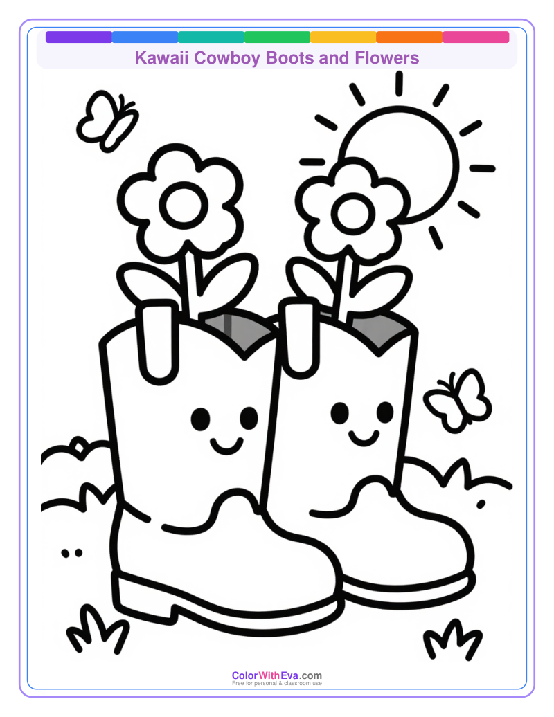Kawaii Cowboy Boots and Flowers preview