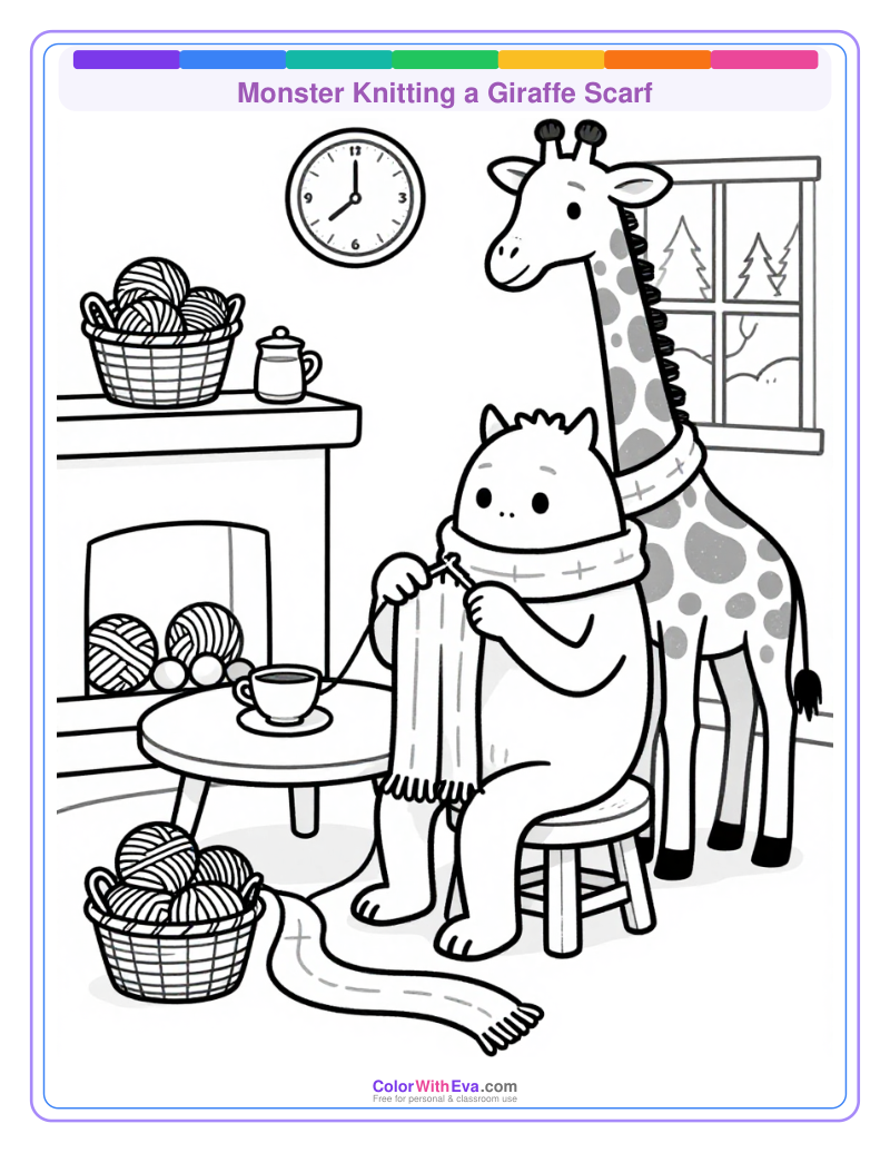 Monster Knitting a Giraffe Scarf thumbnail