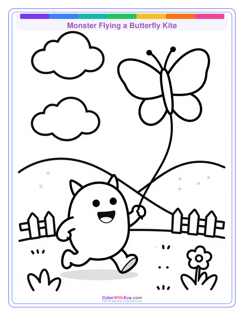 Monster Flying a Butterfly Kite thumbnail