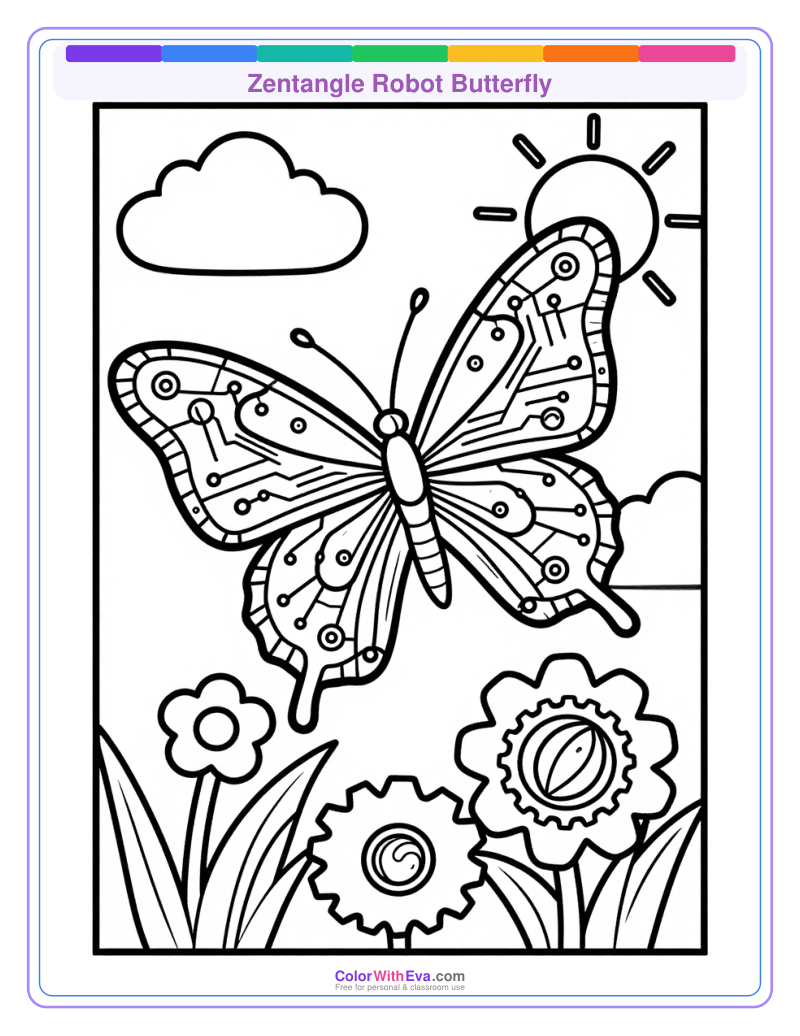 Zentangle Robot Butterfly preview