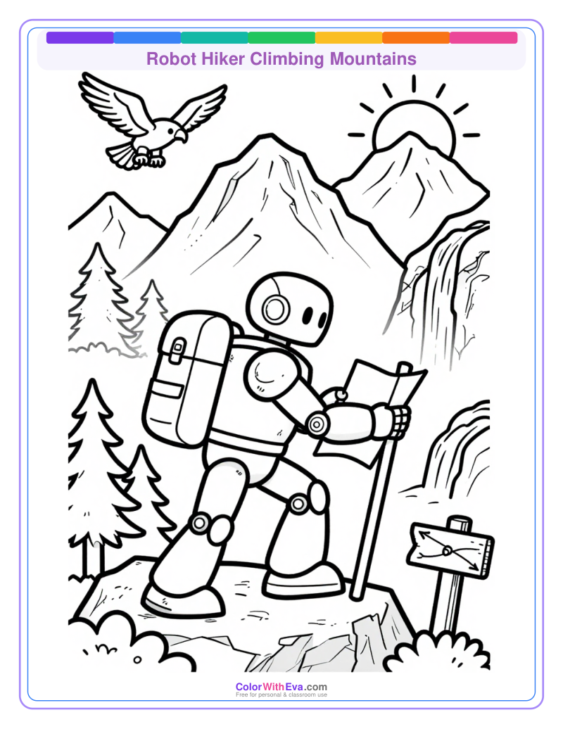 Robot Hiker Climbing Mountains thumbnail