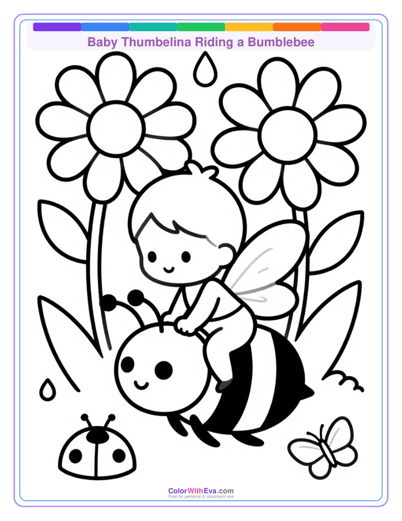 Baby Thumbelina Riding a Bumblebee thumbnail