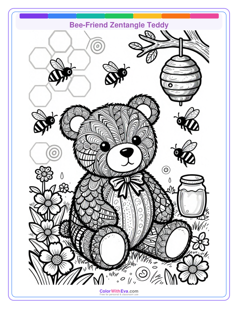 Bee-Friend Zentangle Teddy thumbnail
