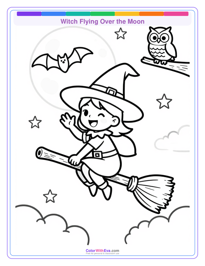 Witch Flying Over the Moon preview