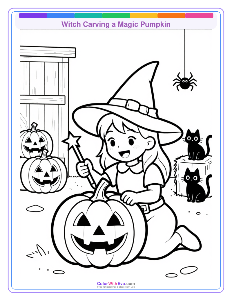 Witch Carving a Magic Pumpkin preview