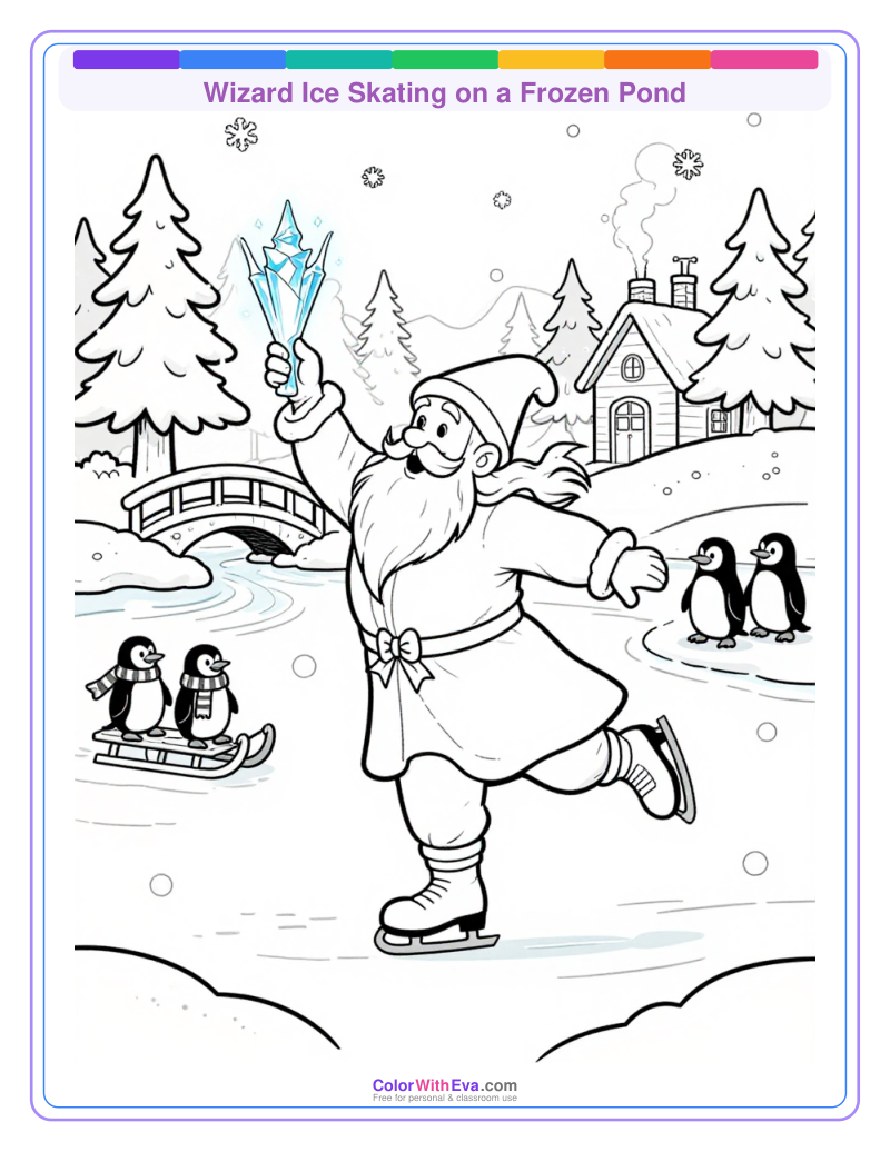 Wizard Ice Skating on a Frozen Pond thumbnail