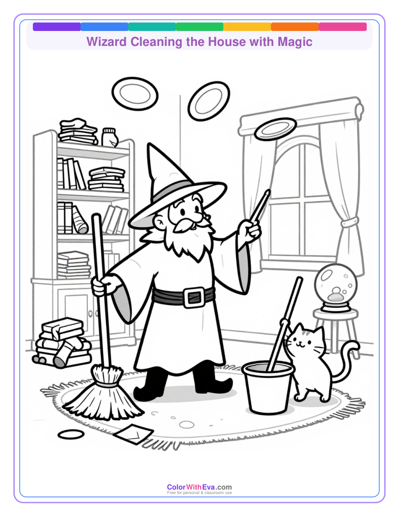 Wizard Cleaning the House with Magic thumbnail