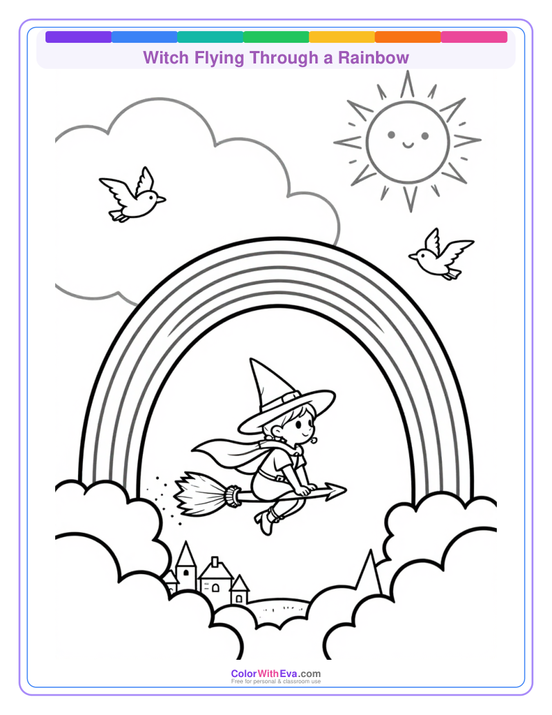 Witch Flying Through a Rainbow preview