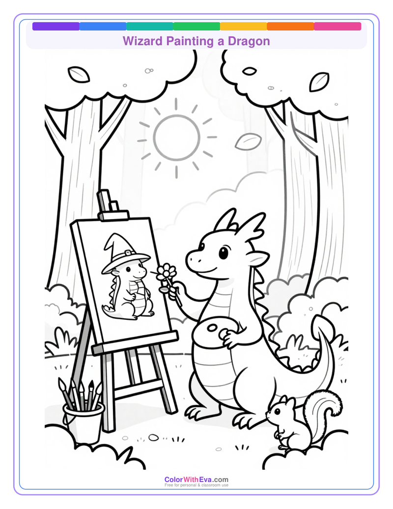 Wizard Painting a Dragon preview