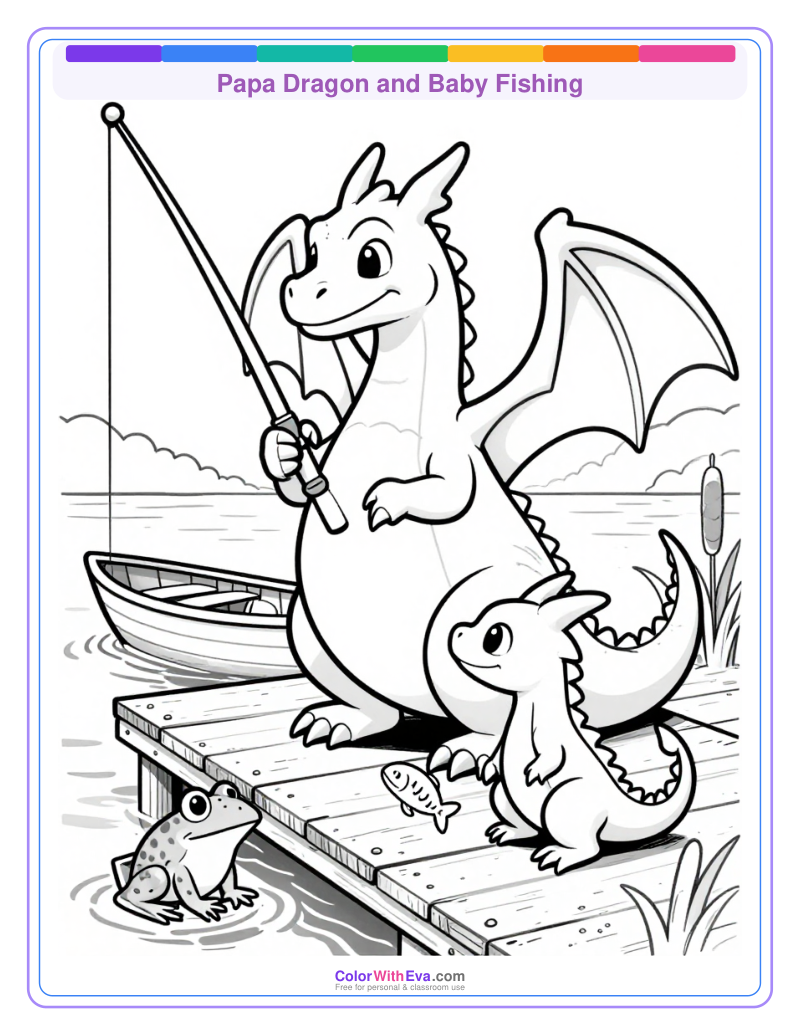 Papa Dragon and Baby Fishing thumbnail
