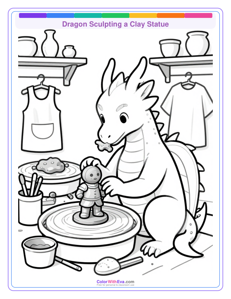 Dragon Sculpting a Clay Statue preview