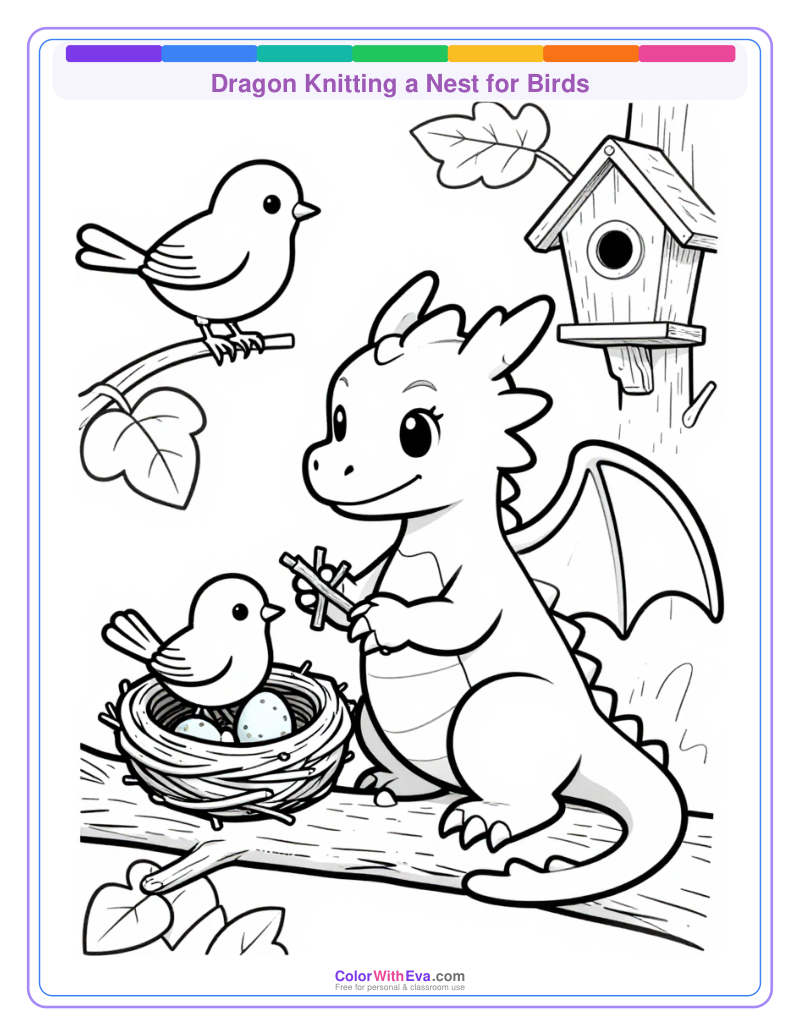 Dragon Knitting a Nest for Birds preview
