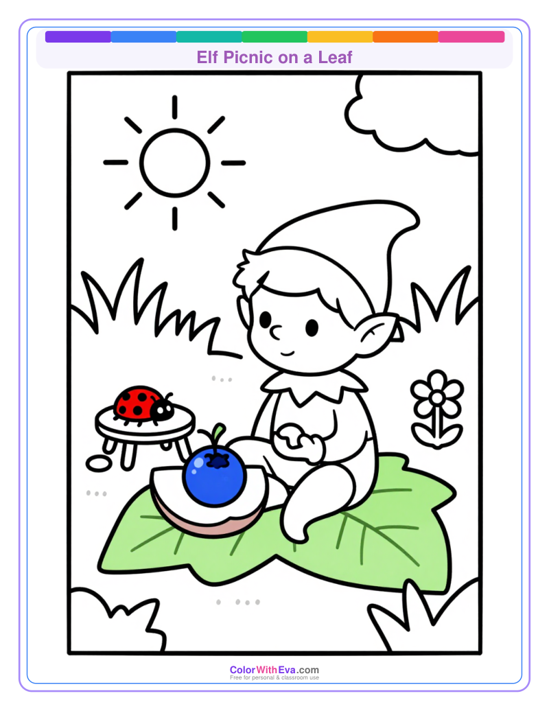 Elf Picnic on a Leaf preview