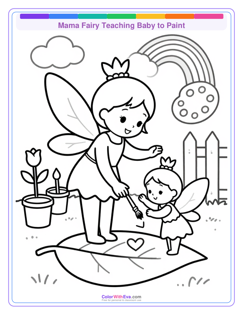 Mama Fairy Teaching Baby to Paint thumbnail