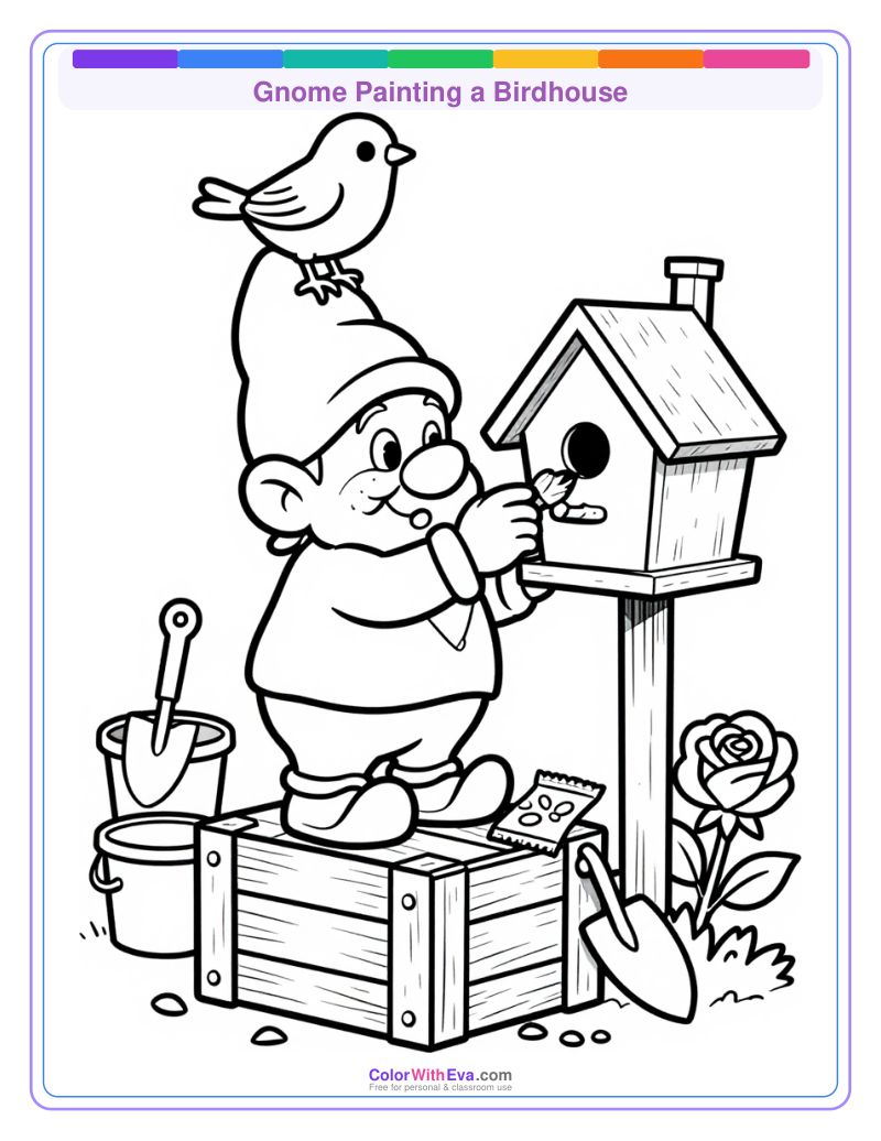 Gnome Painting a Birdhouse preview